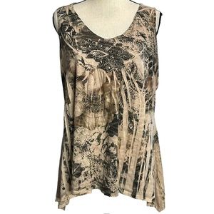Susan Lawrence Blouse 1X Floral Sleeveless